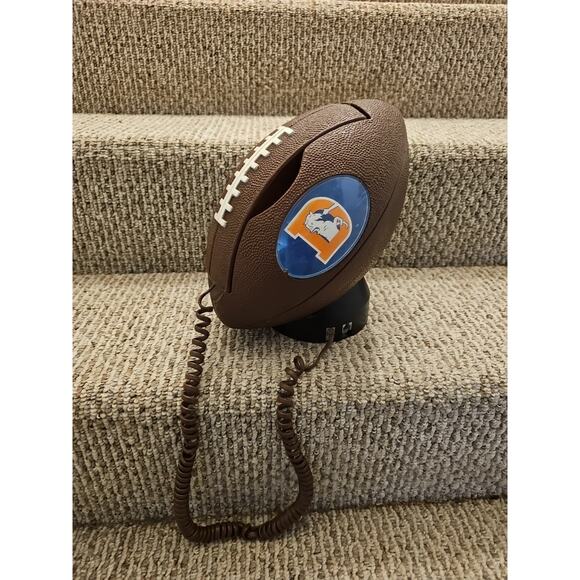 Vintage 90s Denver Broncos NFL Football Shaped Push Button Telephone Untested - Picture 1 of 10